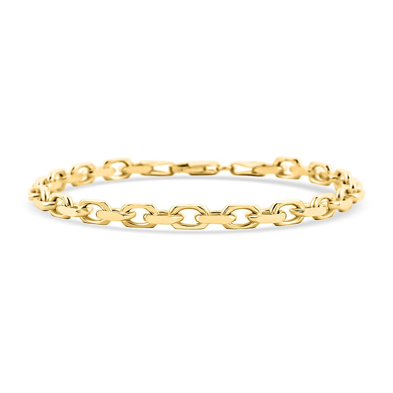 Italian Cable Link Chain Bracelet in 14K Yellow Gold Over Sterling Silver (7.50 In) 10.56 Grams