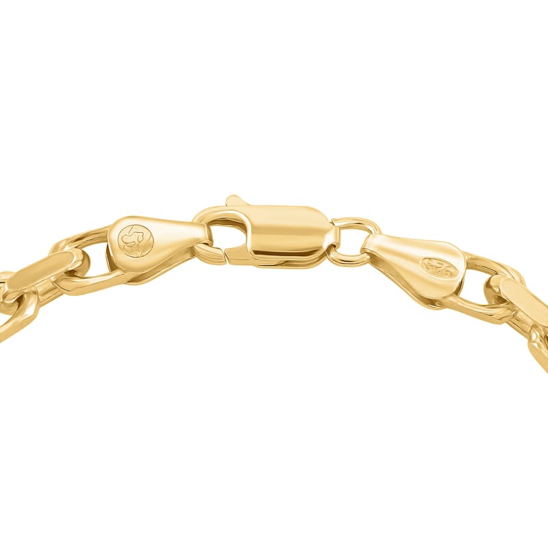 Italian Cable Link Chain Bracelet in 14K Yellow Gold Over Sterling Silver (7.50 In) 10.56 Grams