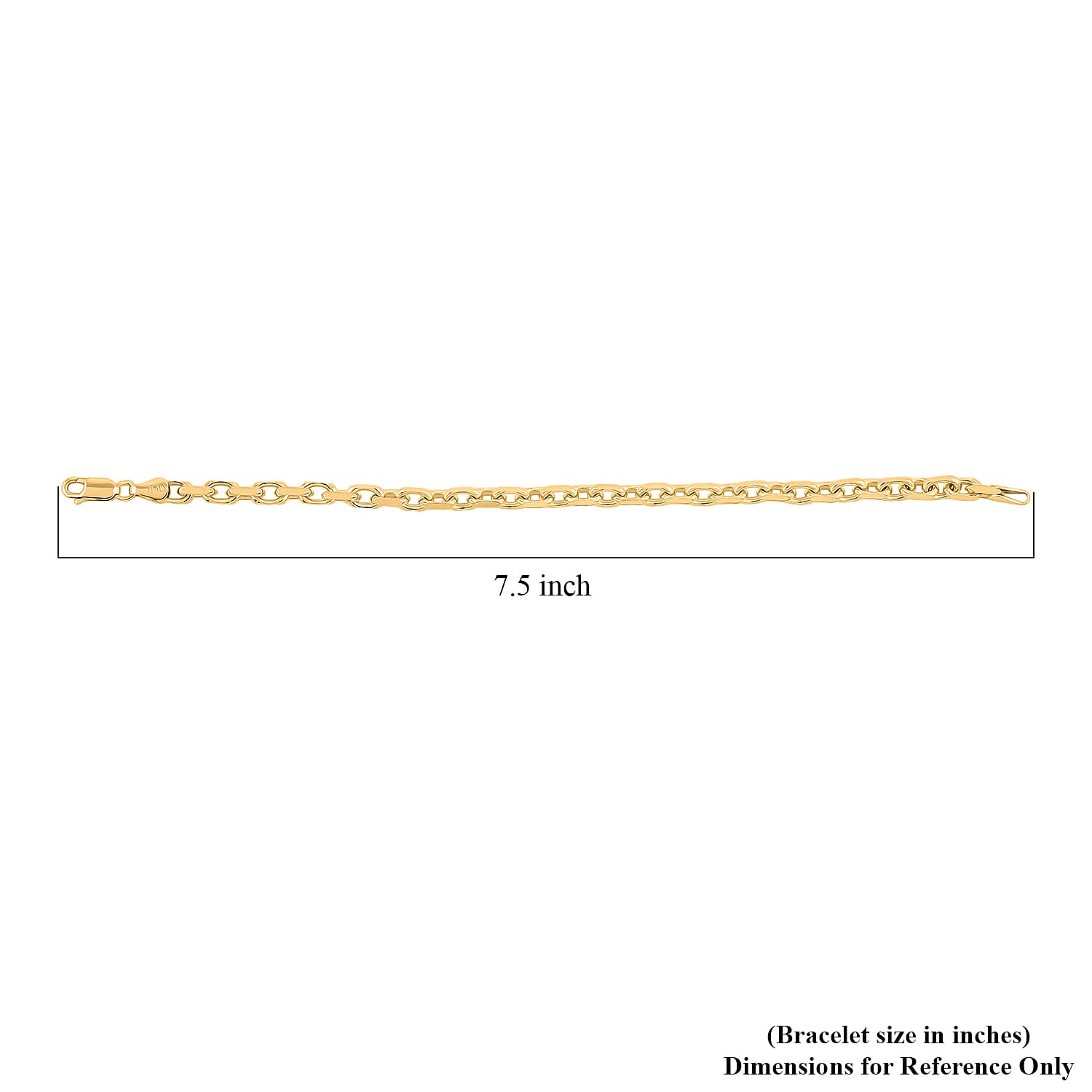 Italian Cable Link Chain Bracelet in 14K Yellow Gold Over Sterling Silver (7.50 In) 10.56 Grams