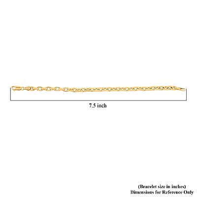 Italian Cable Link Chain Bracelet in 14K Yellow Gold Over Sterling Silver (7.50 In) 10.56 Grams