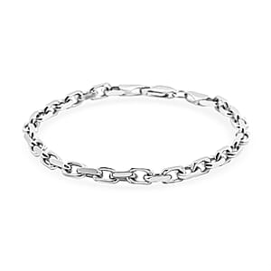 Italian Cable Link Chain Bracelet in Rhodium Over Sterling Silver (7.50 In) 9.98 Grams