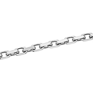 Italian Cable Link Chain Bracelet in Rhodium Over Sterling Silver (7.50 In) 9.98 Grams