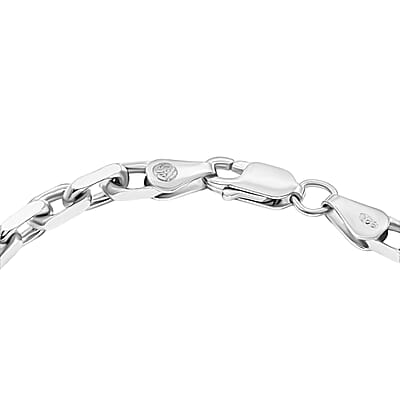 Italian Cable Link Chain Bracelet in Rhodium Over Sterling Silver (7.50 In) 9.98 Grams