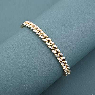 Italian Cuban Chain Bracelet in 14K YG Over and Sterling Silver (8.00 In) 14.52 Grams