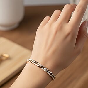 Italian Cuban Chain Bracelet in 14K YG Over and Sterling Silver (8.00 In) 14.52 Grams