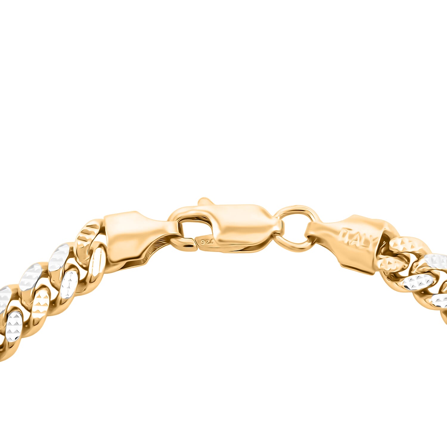 Italian Cuban Chain Bracelet in 14K YG Over and Sterling Silver (8.00 In) 14.52 Grams