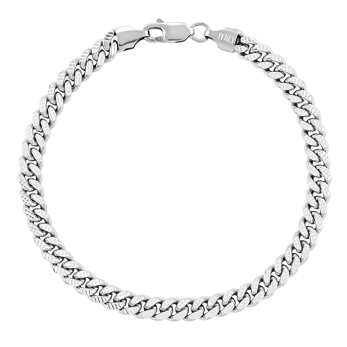 Italian Cuban Chain Bracelet in Rhodium Over Sterling Silver (8.00 In) 14.12 Grams image number 0