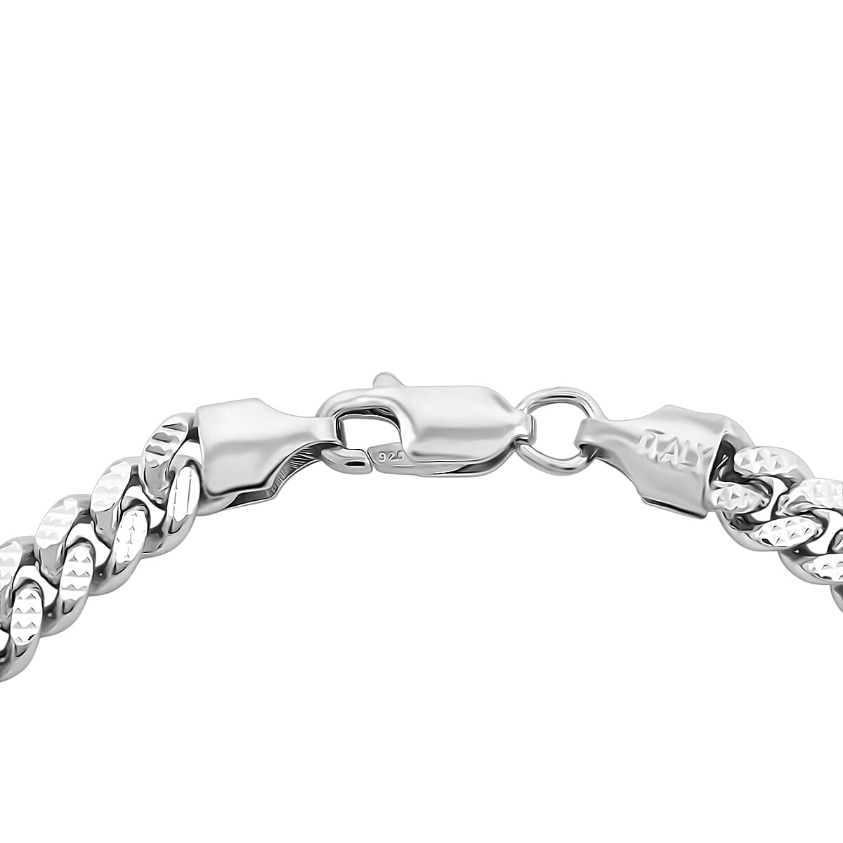 Italian Cuban Chain Bracelet in Rhodium Over Sterling Silver (8.00 In) 14.12 Grams image number 3