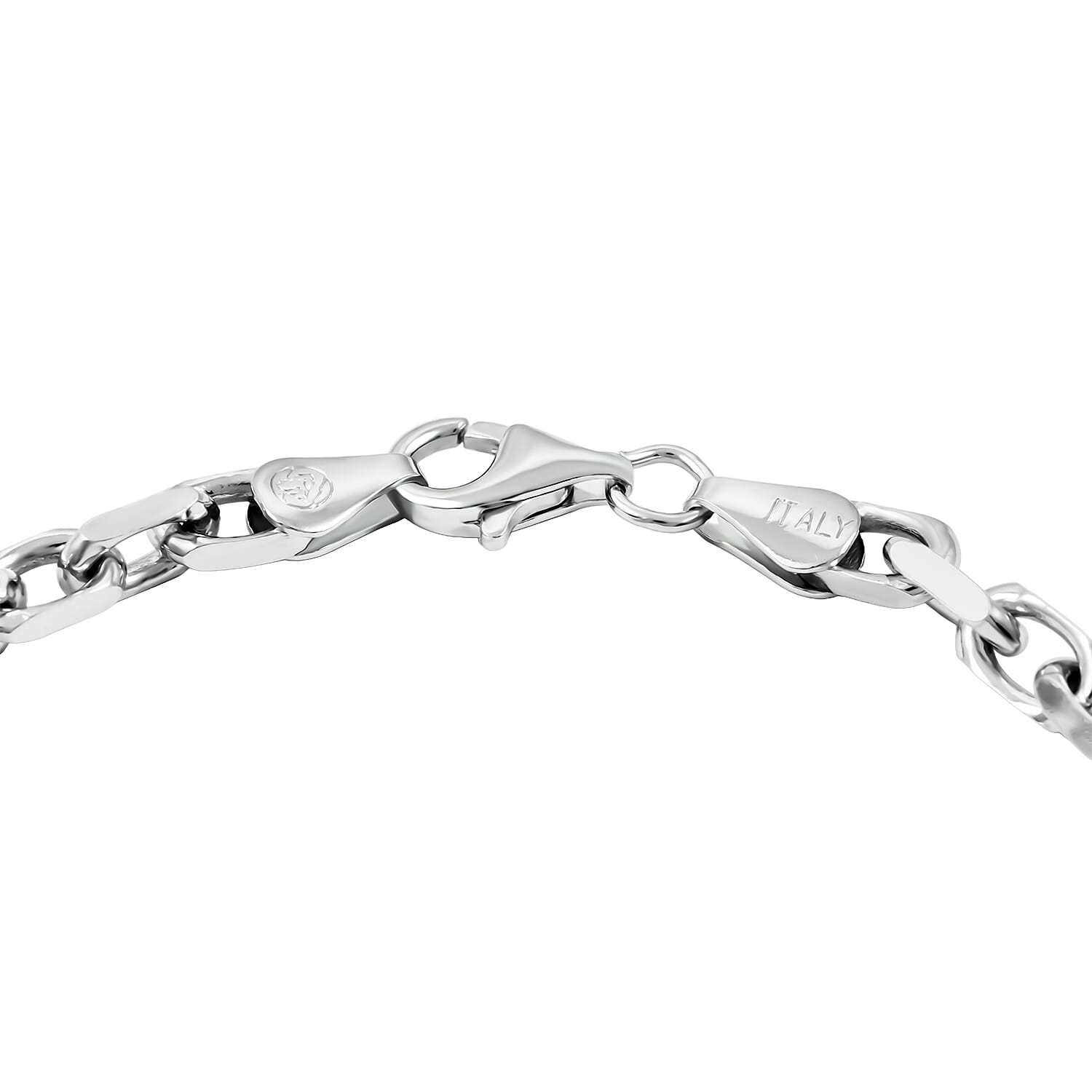 Italian Cable Link Chain Bracelet in Rhodium Over Sterling Silver (8.00 In) 10.94 Grams