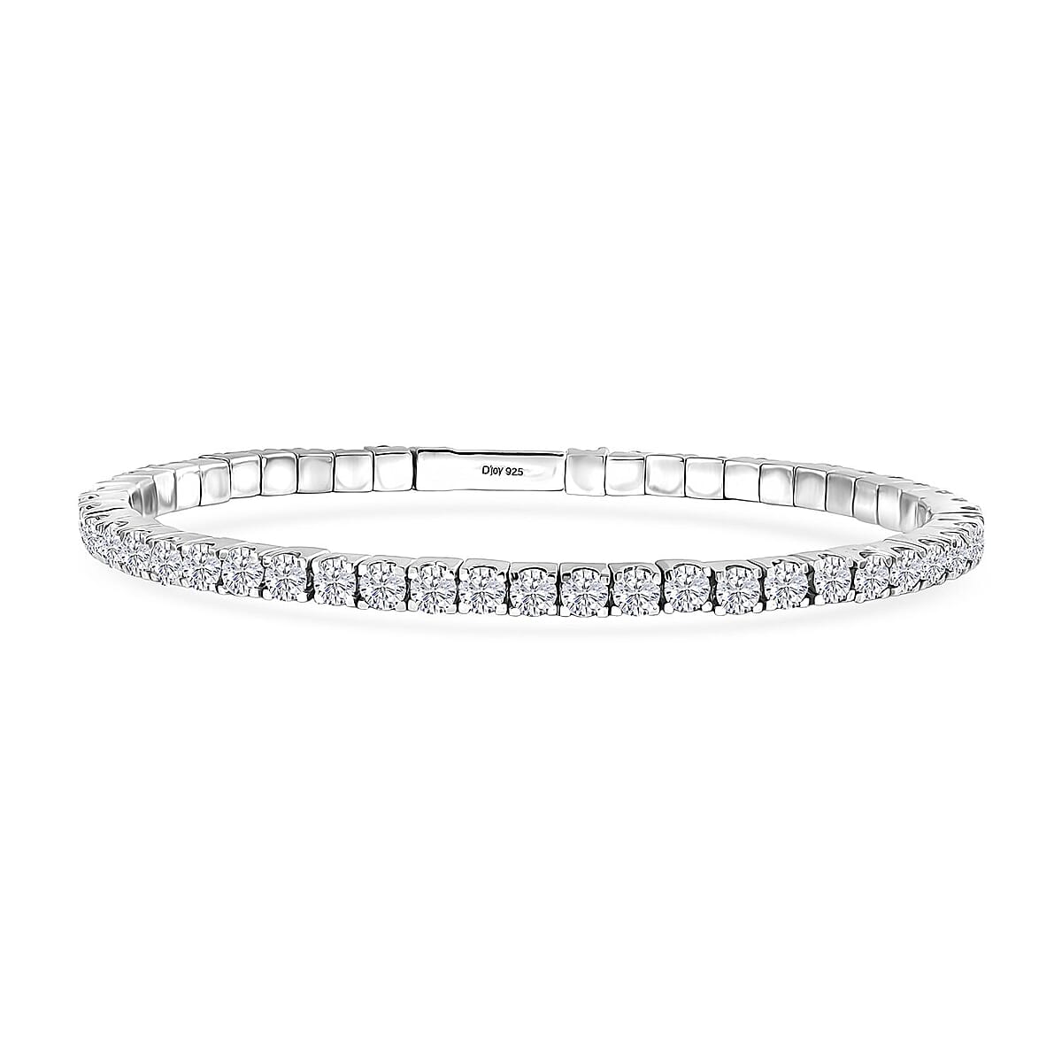 Moissanite 8.00 ctw Bangle Bracelet in Rhodium Over Sterling Silver (7.25 In) image number 0