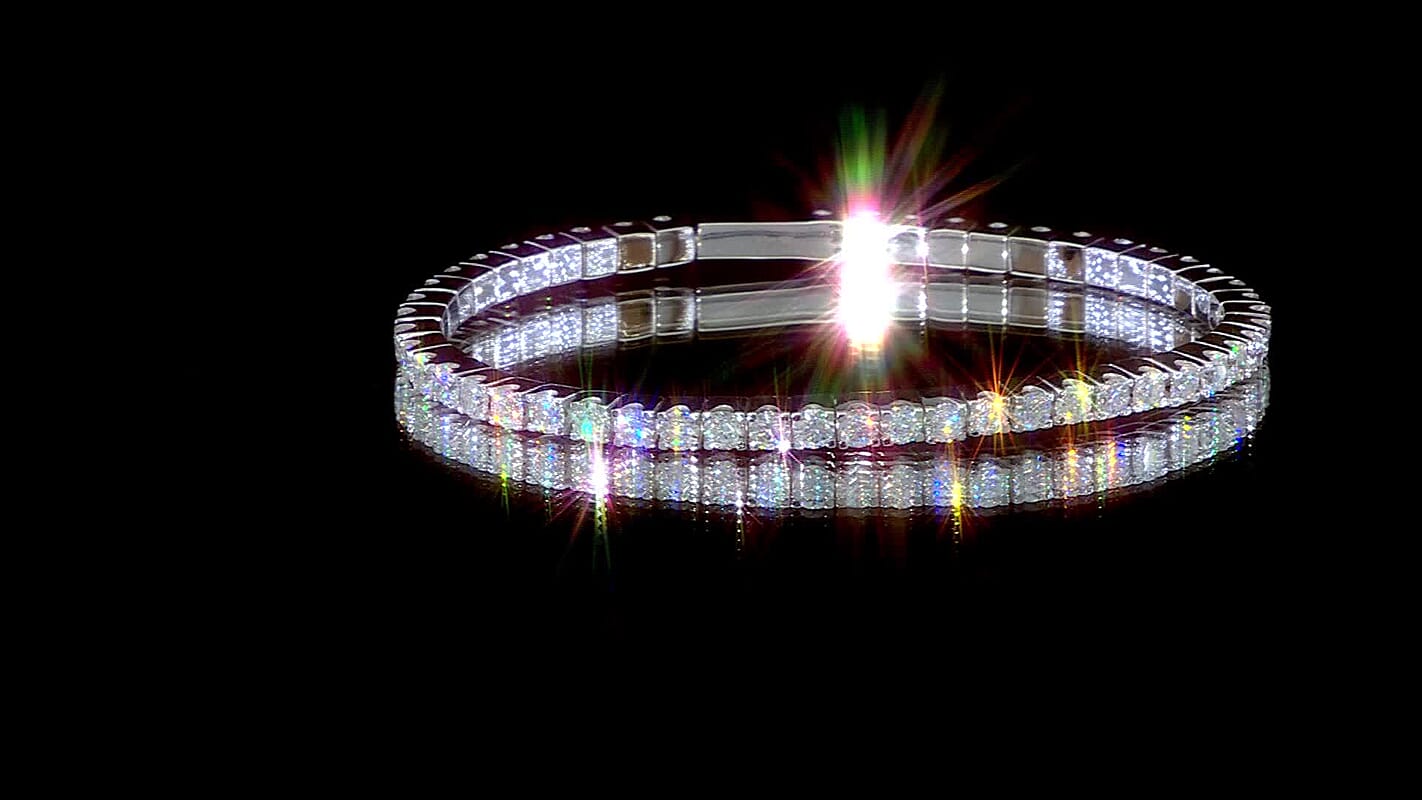 D'Joy Moissanite 8.00 ctw Bangle Bracelet in Rhodium Over Sterling Silver (7.25 In)