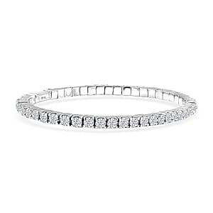 D'Joy Moissanite 8.00 ctw Bangle Bracelet in Rhodium Over Sterling Silver (7.25 In)