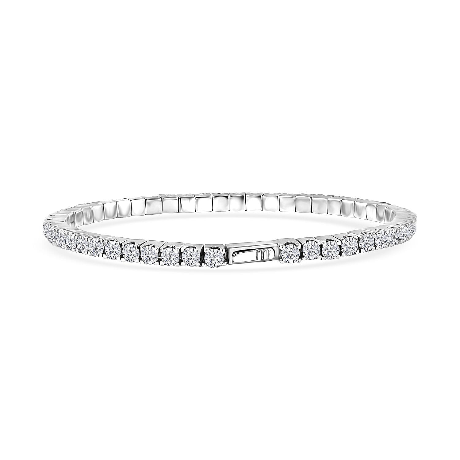 D'Joy Moissanite 8.00 ctw Bangle Bracelet in Rhodium Over Sterling Silver (7.25 In)