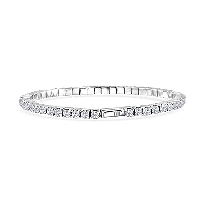 D'Joy Moissanite 8.00 ctw Bangle Bracelet in Rhodium Over Sterling Silver (7.25 In)