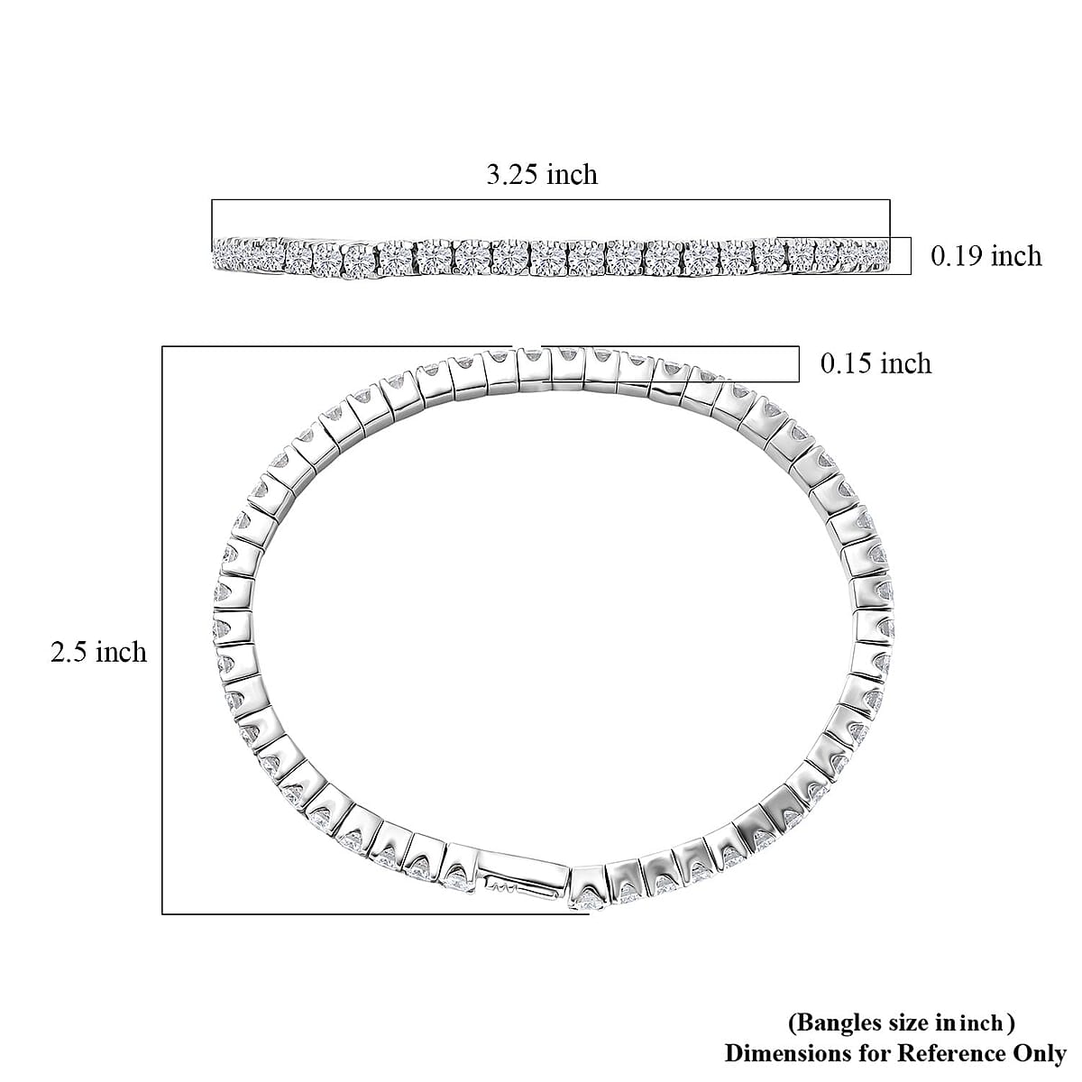Moissanite 8.00 ctw Bangle Bracelet in Rhodium Over Sterling Silver (7.25 In) image number 5