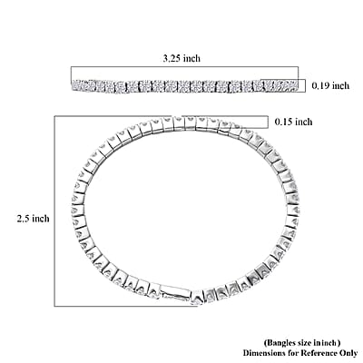 D'Joy Moissanite 8.00 ctw Bangle Bracelet in Rhodium Over Sterling Silver (7.25 In)
