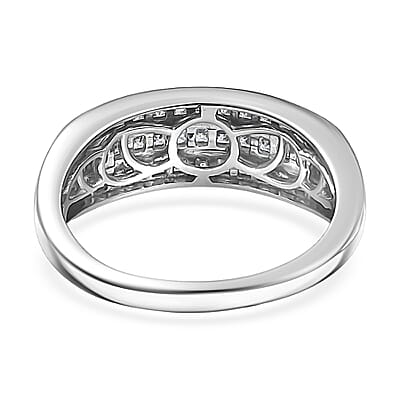 J Francis Embellished with Zirconia by Swarovski 1.30 ctw Trinity Shine Ring in Platinum Over Sterling Silver (Size 10.0)