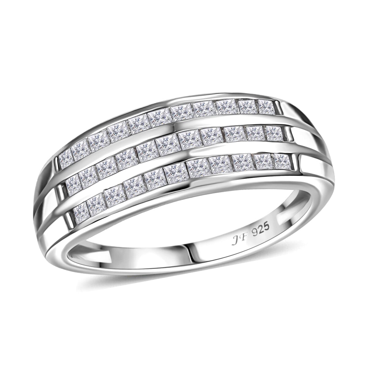 J Francis Embellished with Zirconia by Swarovski 1.30 ctw Ring in Platinum Over Sterling Silver (Size 7.0) image number 0