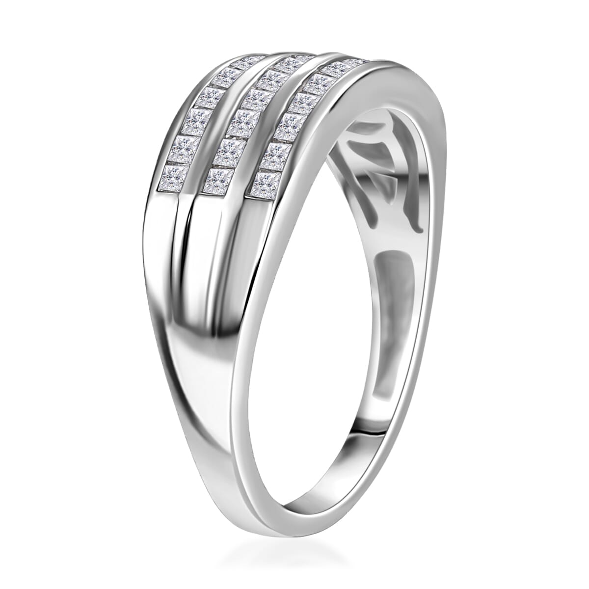 J Francis Embellished with Zirconia by Swarovski 1.30 ctw Ring in Platinum Over Sterling Silver (Size 7.0) image number 3