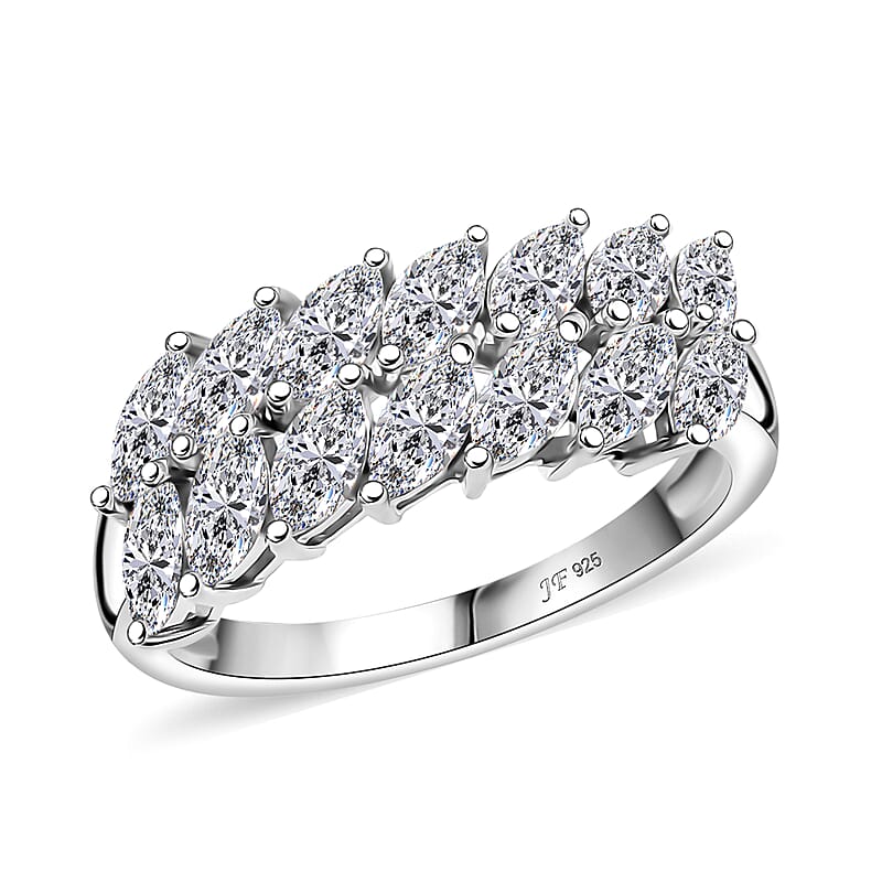 J Francis Embellished with Zirconia by Swarovski 3.15 ctw Twinfire Elegance Ring in Platinum Over Sterling Silver (Size 10.0)