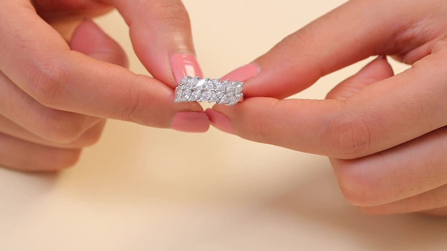J Francis Embellished with Zirconia by Swarovski 3.15 ctw Ring in Platinum Over Sterling Silver