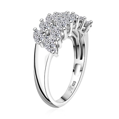 J Francis Embellished with Zirconia by Swarovski 3.15 ctw Twinfire Elegance Ring in Platinum Over Sterling Silver (Size 10.0)