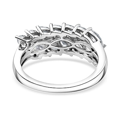 J Francis Embellished with Zirconia by Swarovski 3.15 ctw Twinfire Elegance Ring in Platinum Over Sterling Silver (Size 10.0)