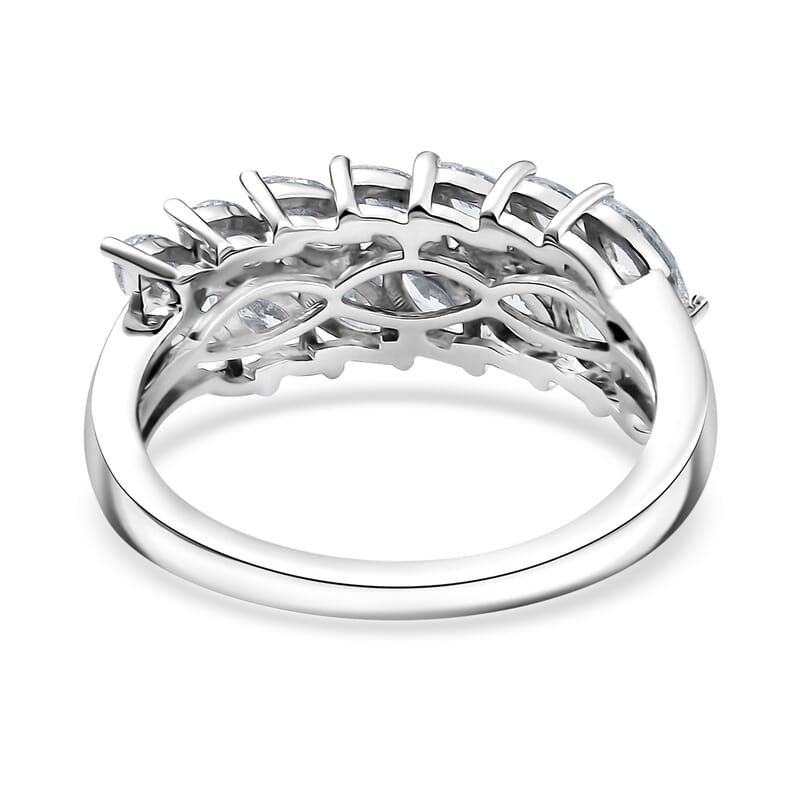 J Francis Embellished with Zirconia by Swarovski 3.15 ctw Twinfire Elegance Ring in Platinum Over Sterling Silver (Size 10.0)