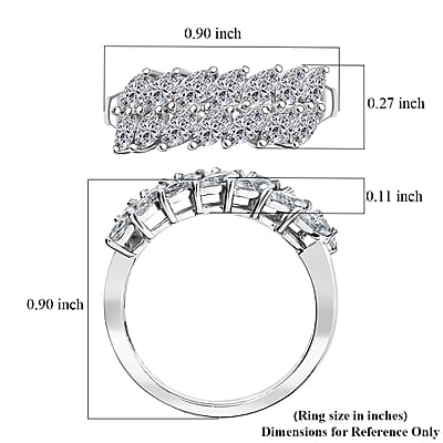 J Francis Embellished with Zirconia by Swarovski 3.15 ctw Twinfire Elegance Ring in Platinum Over Sterling Silver (Size 10.0)