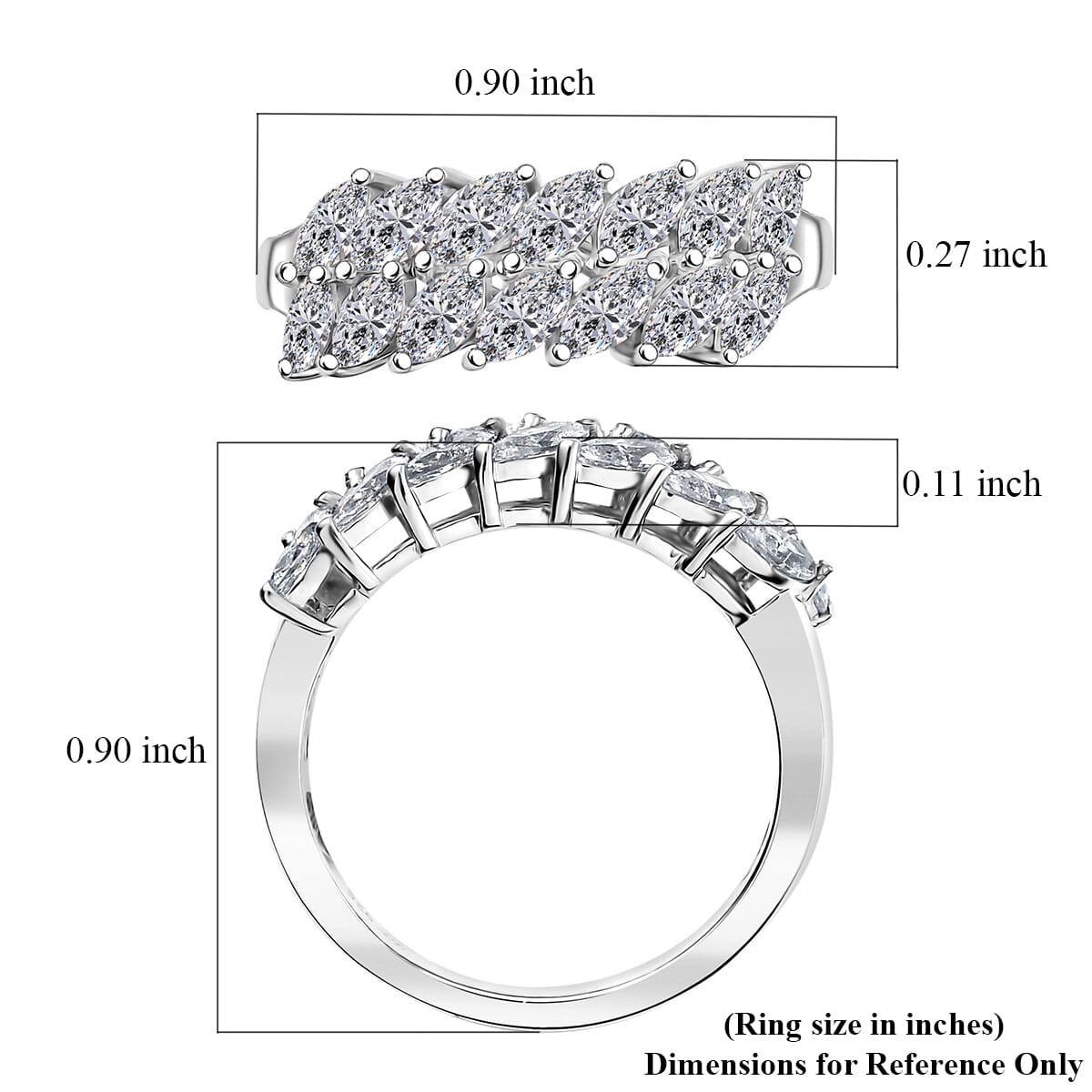 J Francis Embellished with Zirconia by Swarovski 3.15 ctw Ring in Platinum Over Sterling Silver (Size 7.0) image number 5