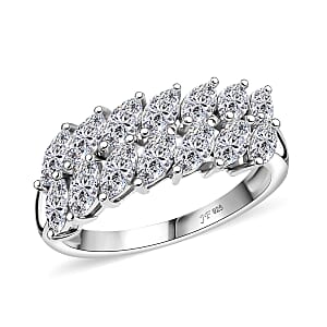 J Francis Embellished with Zirconia by Swarovski 3.15 ctw Twinfire Elegance Ring in Platinum Over Sterling Silver (Size 8.0)