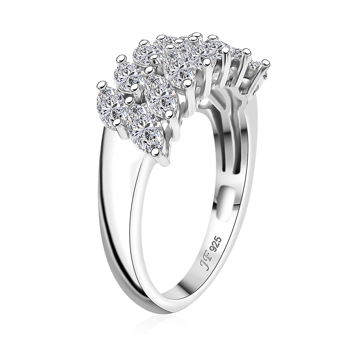 J Francis Embellished with Zirconia by Swarovski 3.15 ctw Twinfire Elegance Ring in Platinum Over Sterling Silver (Size 8.0) image number 3