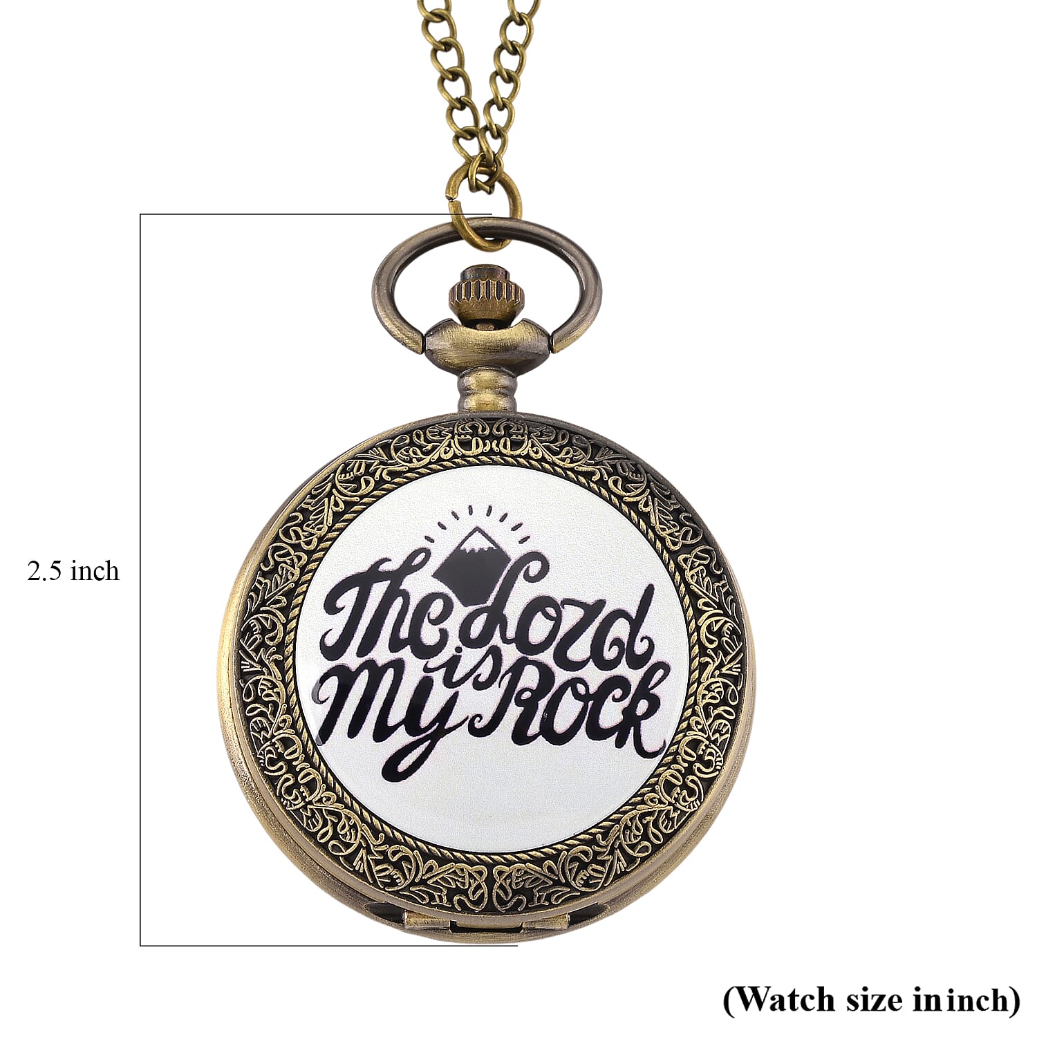 Strada Japanese Movement Light Blue Bottom Text Pattern Pocket Watch with Chain (36 Inches) in Goldtone