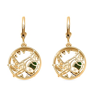 D’Joy Watermelon Quartz (Triplet) and Multi Gemstone 2.80 ctw Earrings in 18K Vermeil YG and Rhodium Over Sterling Silver
