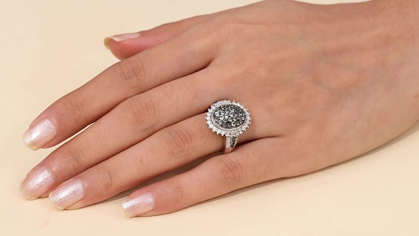 D'Joy Narsipatnam Alexandrite and Moissanite 2.00 ctw Ring in Rhodium Over Sterling Silver