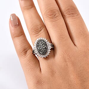 D'Joy Narsipatnam Alexandrite, Moissanite Sunburst Ring in Rhodium Over Sterling Silver 2.00 ctw (Size 10.0)