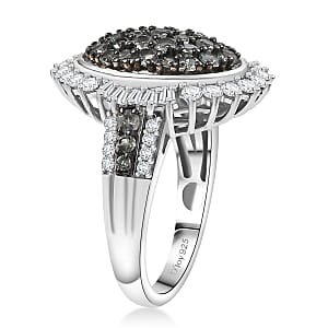 D'Joy Narsipatnam Alexandrite, Moissanite Sunburst Ring in Rhodium Over Sterling Silver 2.00 ctw (Size 10.0)