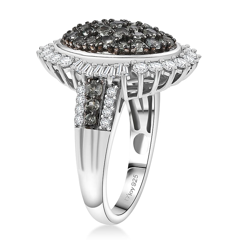 D'Joy Narsipatnam Alexandrite, Moissanite Sunburst Ring in Rhodium Over Sterling Silver 2.00 ctw (Size 10.0)