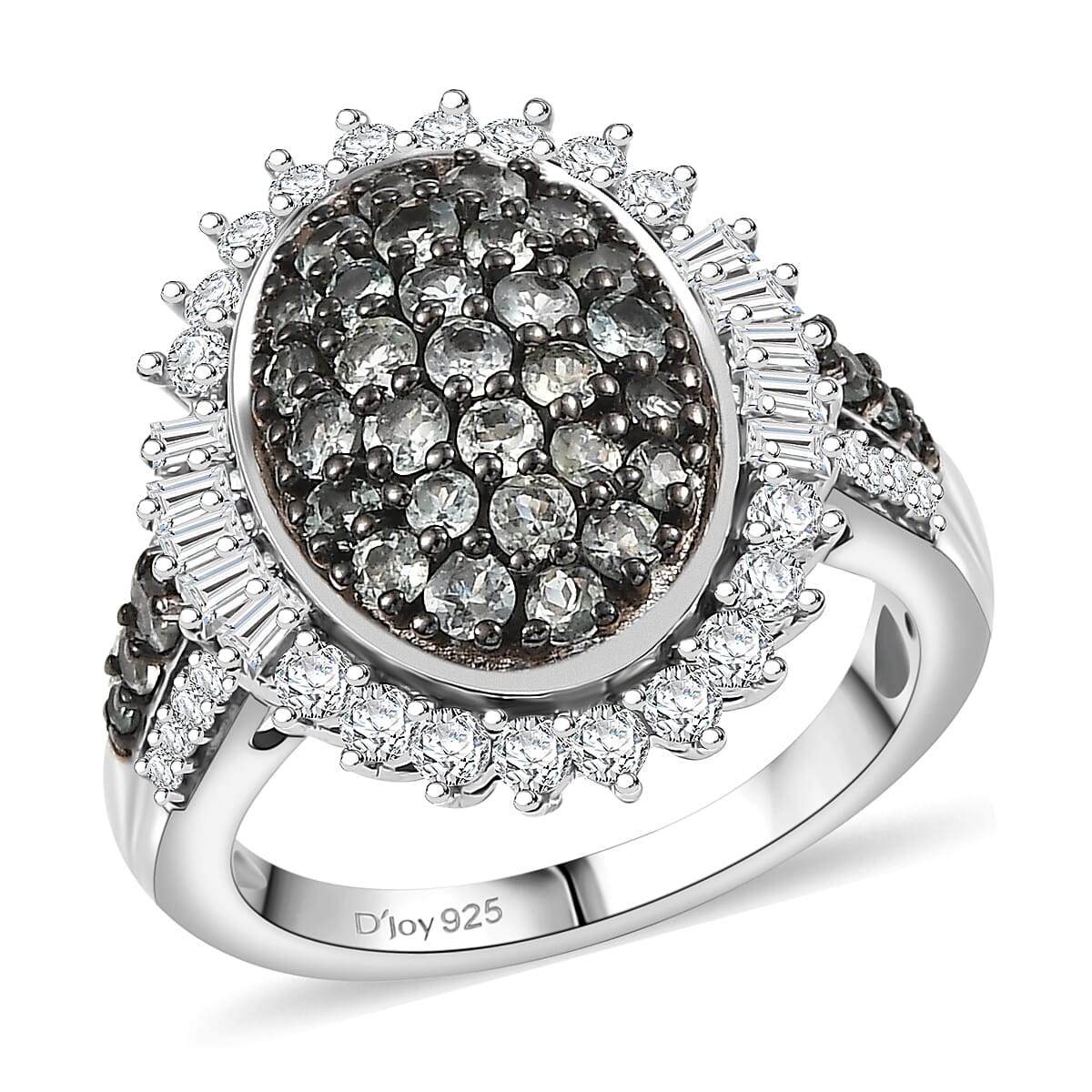 D'Joy Narsipatnam Alexandrite and Moissanite 2.00 ctw Sunburst Majesty Ring in Rhodium Over Sterling Silver (Size 8.0) image number 0