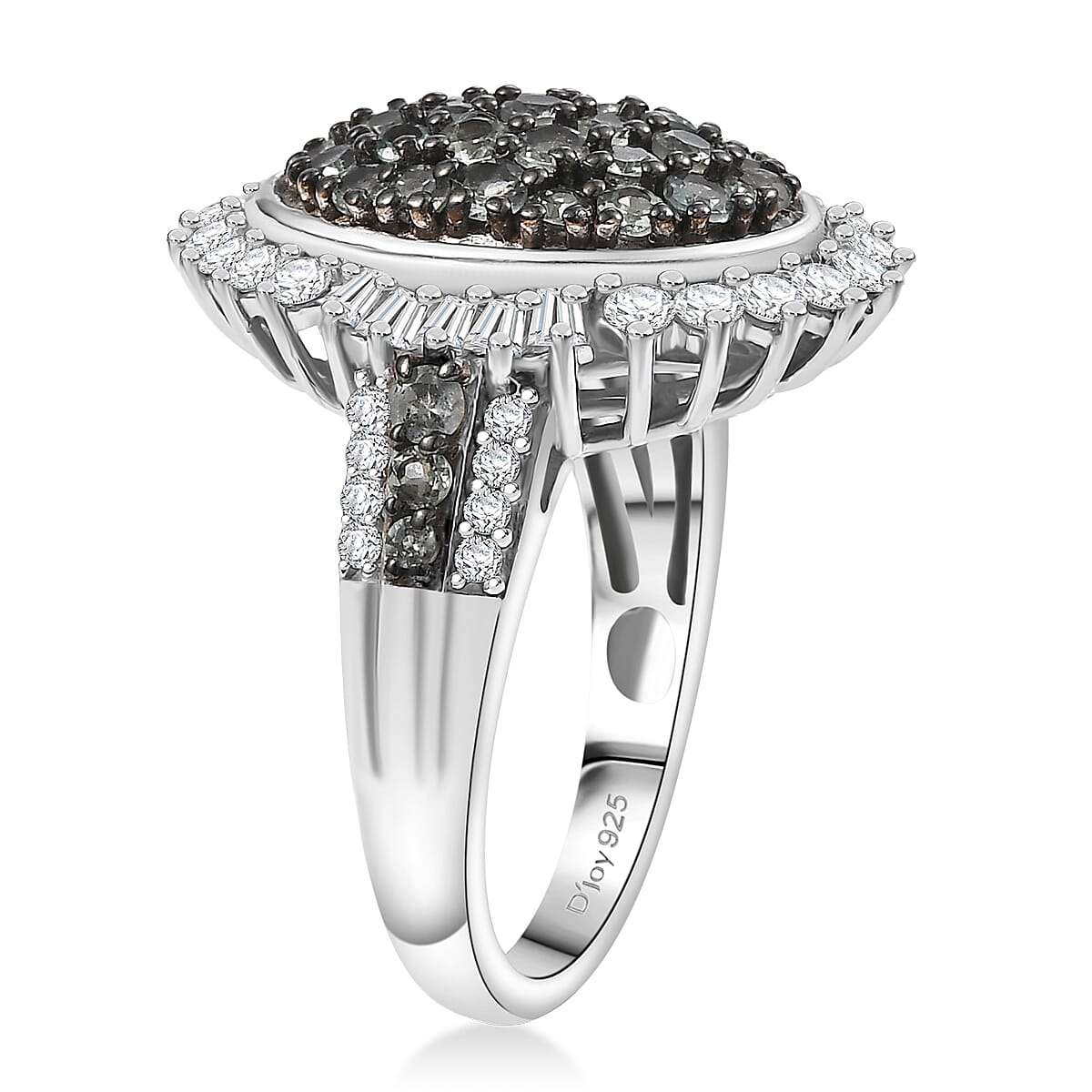 D'Joy Narsipatnam Alexandrite and Moissanite 2.00 ctw Sunburst Majesty Ring in Rhodium Over Sterling Silver (Size 8.0) image number 3