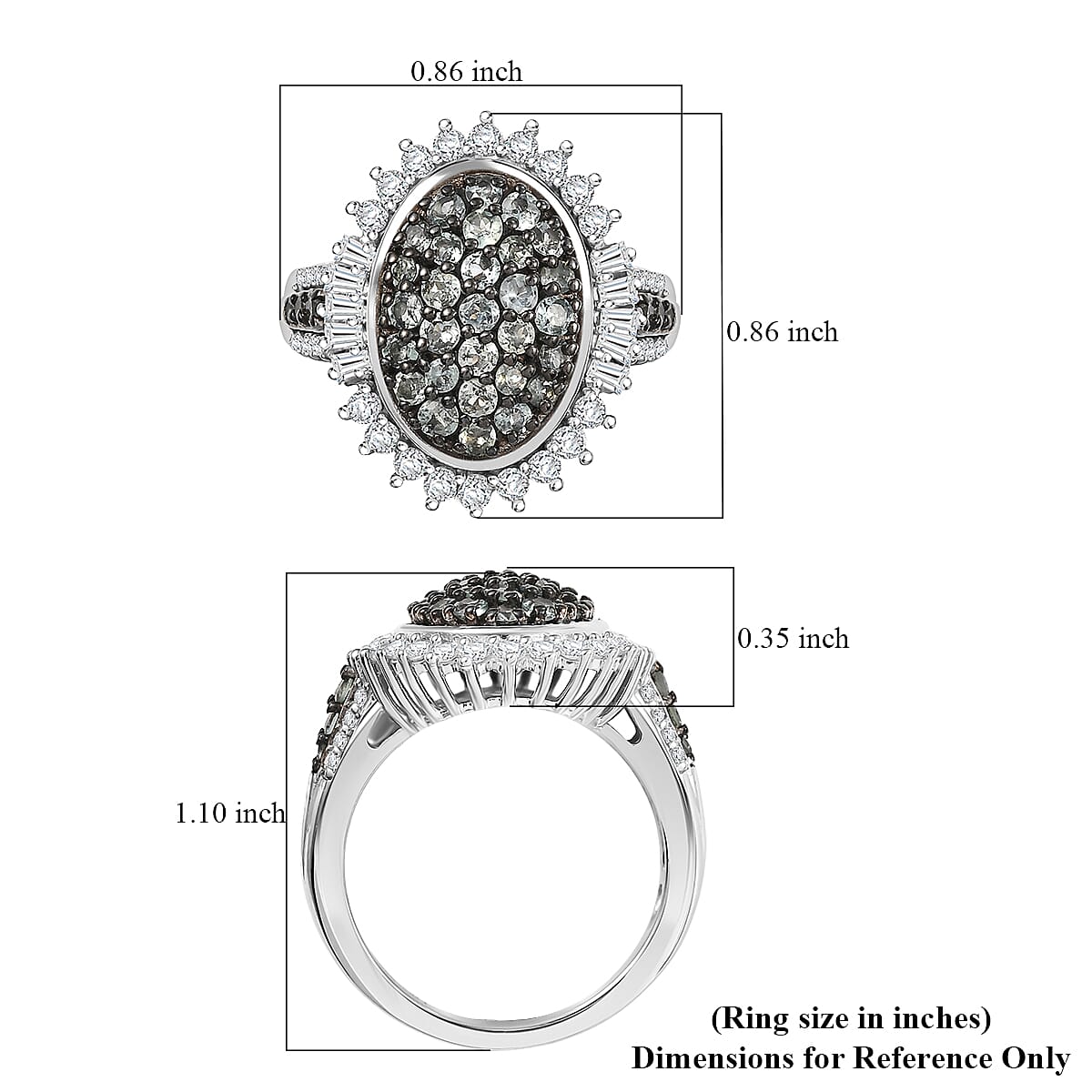 D'Joy Narsipatnam Alexandrite and Moissanite 2.00 ctw Sunburst Majesty Ring in Rhodium Over Sterling Silver (Size 8.0) image number 5