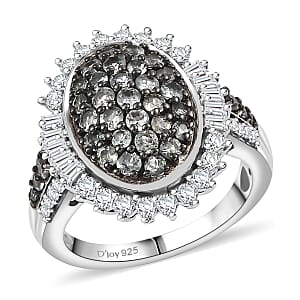 D'Joy Narsipatnam Alexandrite and Moissanite 2.00 ctw Sunburst Majesty Ring in Rhodium Over Sterling Silver (Size 9.0)