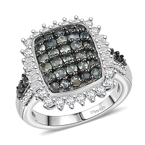 D'Joy Narsipatnam Alexandrite and Moissanite 2.00 ctw Sunburst Majesty Ring in Rhodium Over Sterling Silver (Size 10.0)