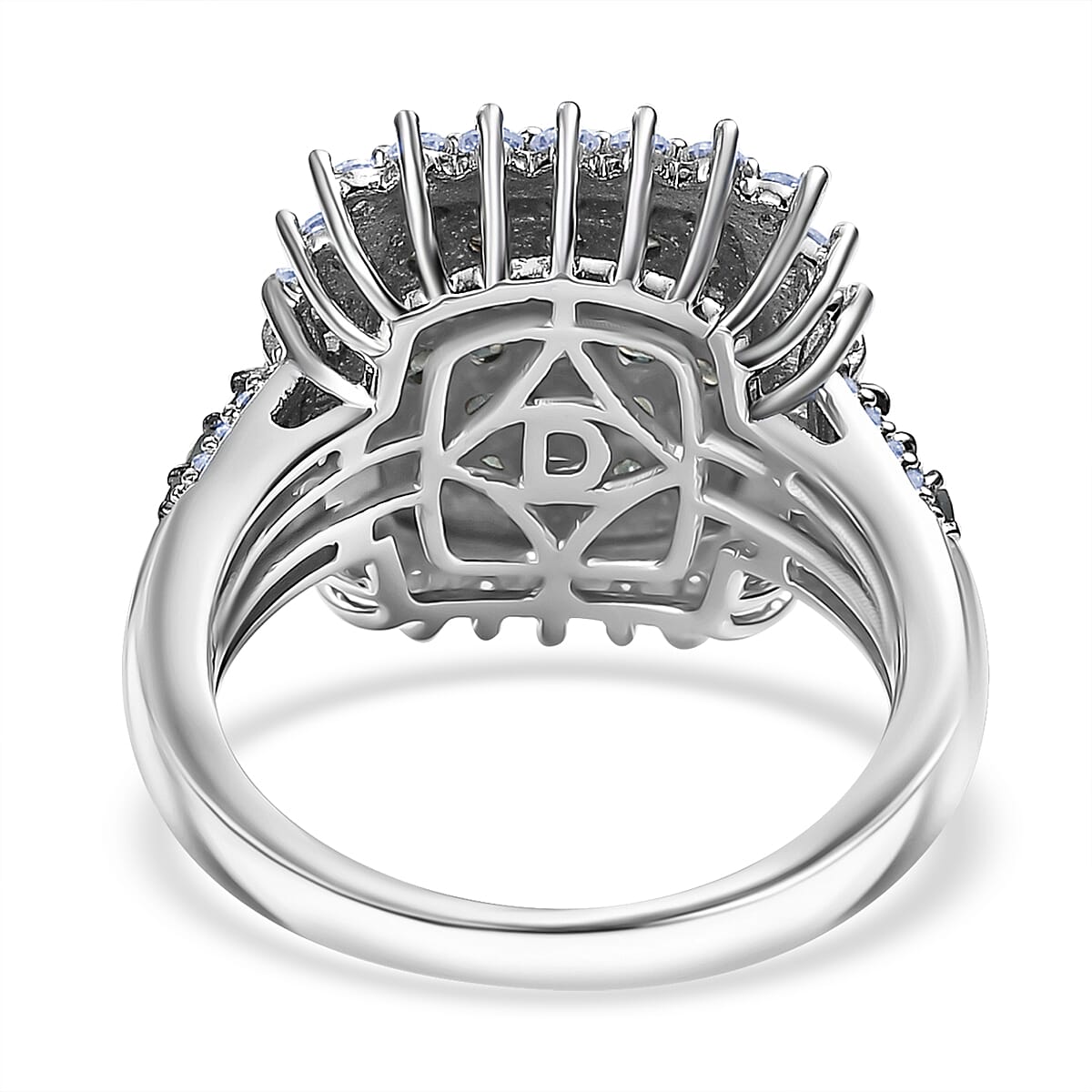 D'Joy Narsipatnam Alexandrite and Moissanite 2.00 ctw Sunburst Majesty Ring in Rhodium Over Sterling Silver (Size 10.0) image number 4