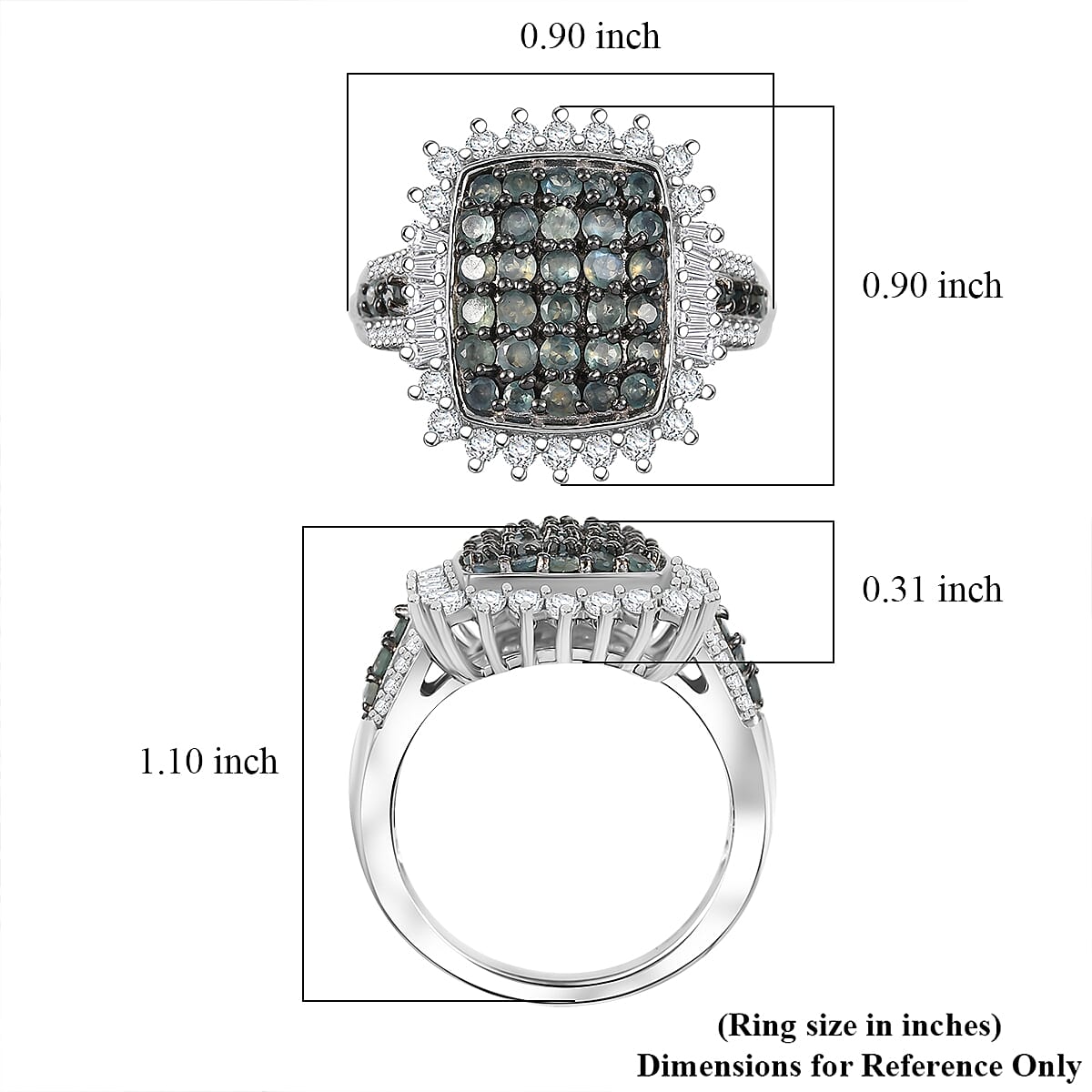 D'Joy Narsipatnam Alexandrite and Moissanite 2.00 ctw Sunburst Majesty Ring in Rhodium Over Sterling Silver (Size 10.0) image number 5
