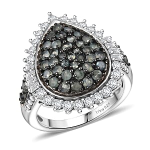 D'Joy Narsipatnam Alexandrite and Moissanite 2.25 ctw Sunburst Majesty Ring in Rhodium Over Sterling Silver (Size 7.0)