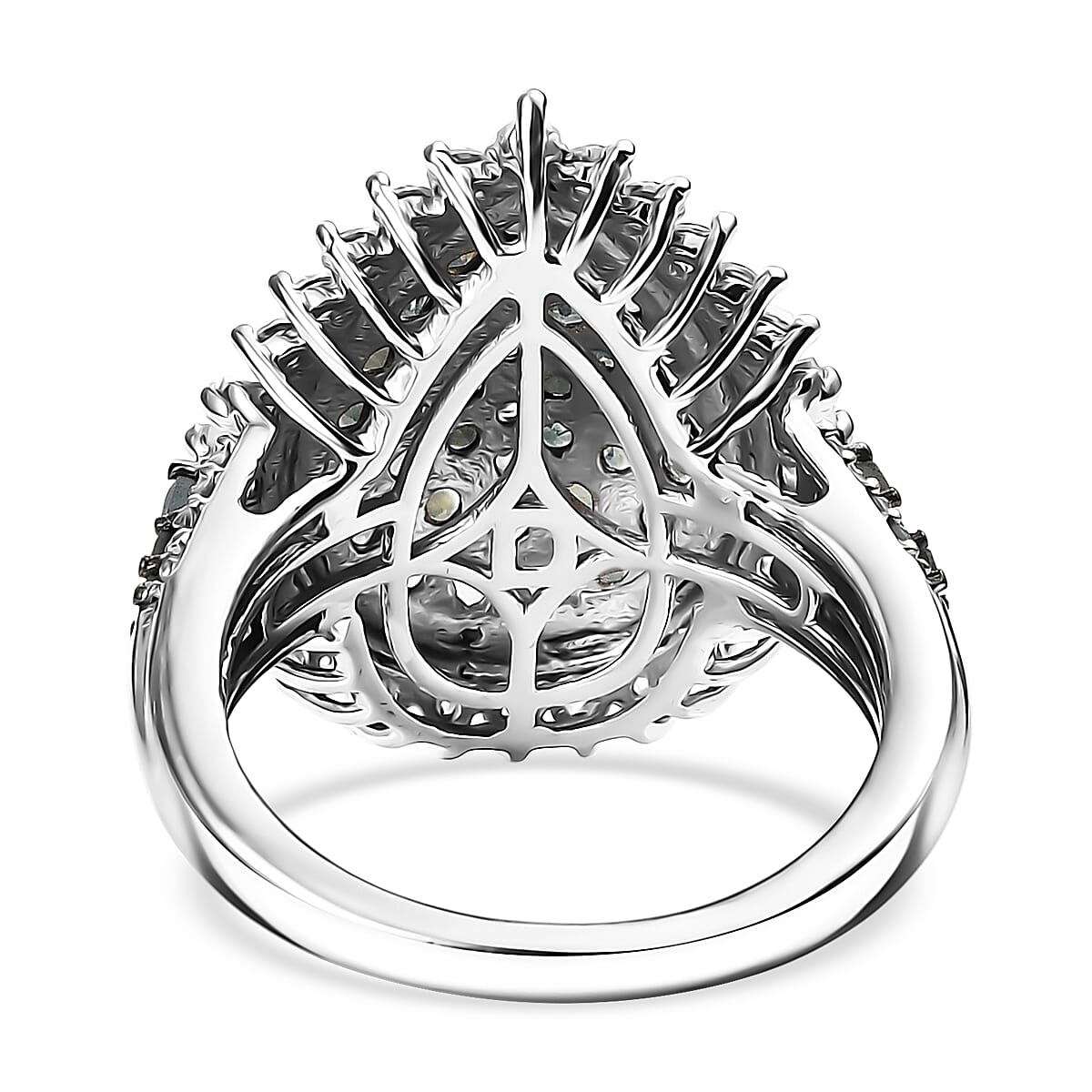 D'Joy Narsipatnam Alexandrite and Moissanite 2.25 ctw Sunburst Majesty Ring in Rhodium Over Sterling Silver (Size 8.0) image number 4
