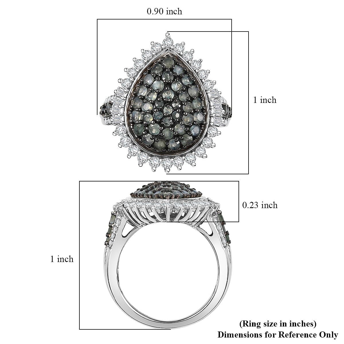 D'Joy Narsipatnam Alexandrite and Moissanite 2.25 ctw Sunburst Majesty Ring in Rhodium Over Sterling Silver (Size 8.0) image number 5