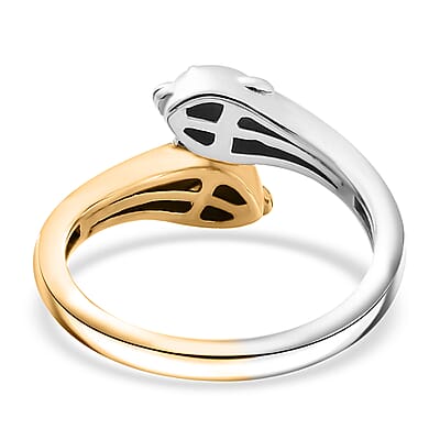 D'Joy Dolphin Twin Spirits Ring in 18K Vermeil YG and Rhodium Over Sterling Silver (Size 10.0) 4.10 Grams
