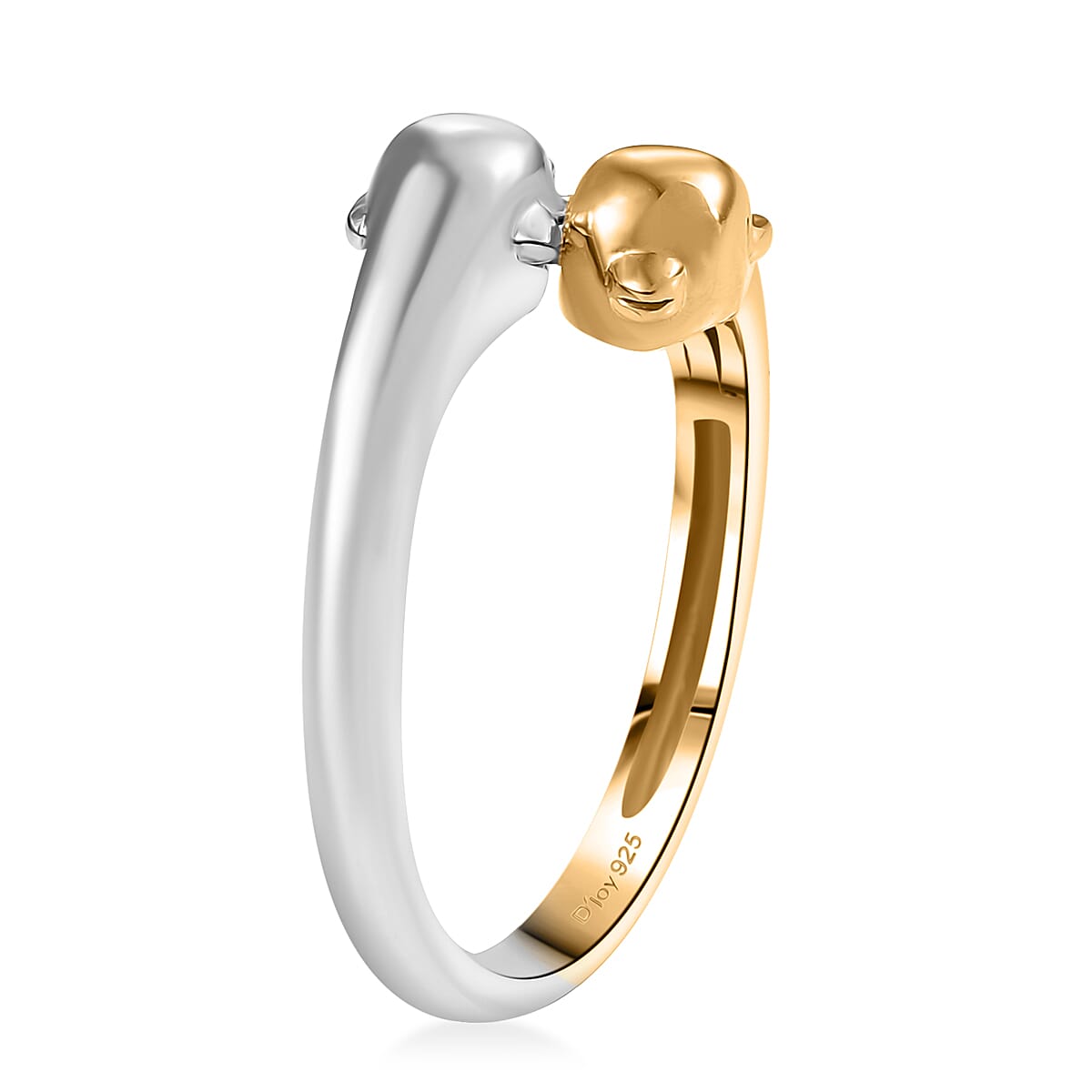 D'Joy Dolphin Twin Spirits Ring in 18K Vermeil YG and Rhodium Over Sterling Silver (Size 9.0) 4.10 Grams image number 3